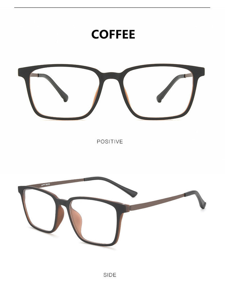 Kocolior Unisex Full Rim Square Tr 90 Titanium Hyperopic Reading Glasses 98221.