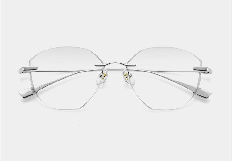 Chashma Womens Rimless Irregular Round Titanium Eyeglasses Tinted Lenses 99219 — view 7 | Chashma at FuzWeb