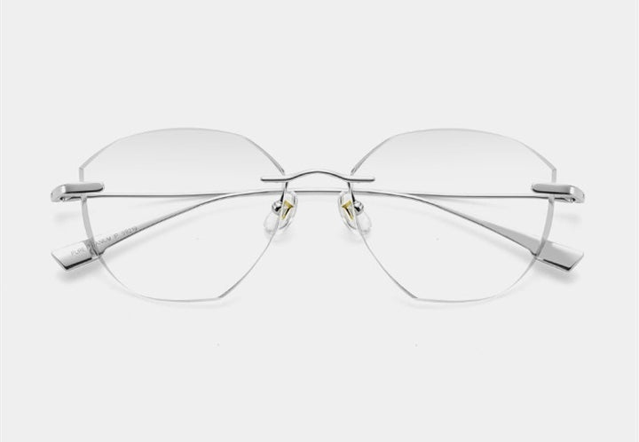Chashma Womens Rimless Irregular Round Titanium Eyeglasses Tinted Lenses 99219 — view 7 | Chashma at FuzWeb