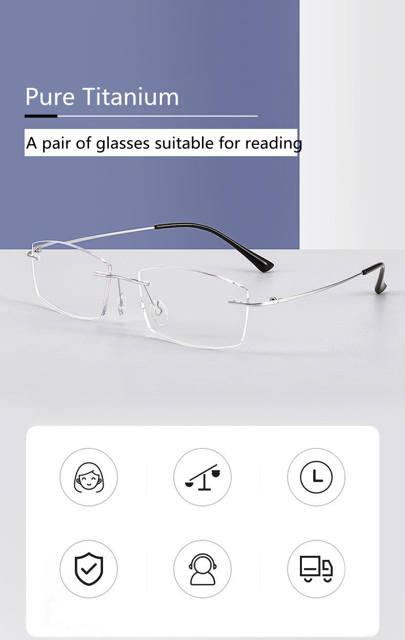 Kocolior Unisex Rimless Square Titanium Hyperopic Reading Glasses 8161 — view 1 | Kocolior at FuzWeb