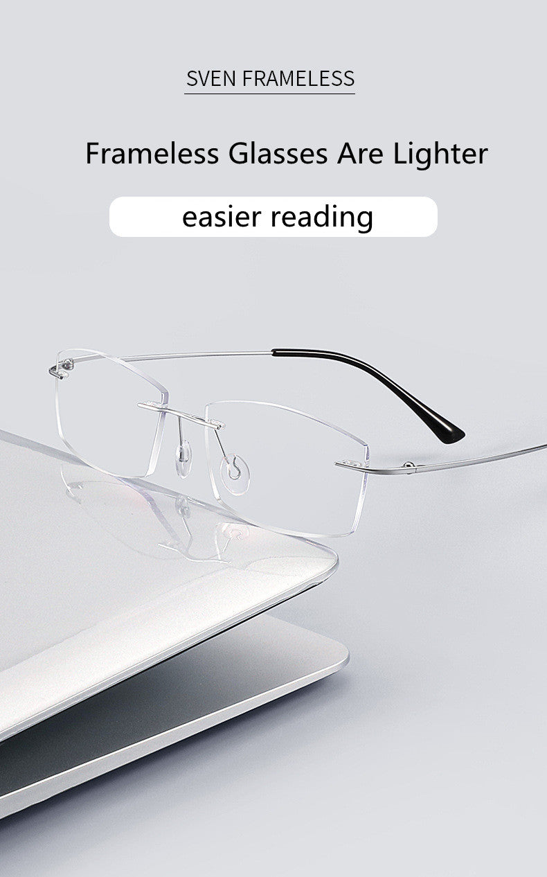 Kocolior Unisex Rimless Square Titanium Hyperopic Reading Glasses 8161 — view 2 | Kocolior at FuzWeb
