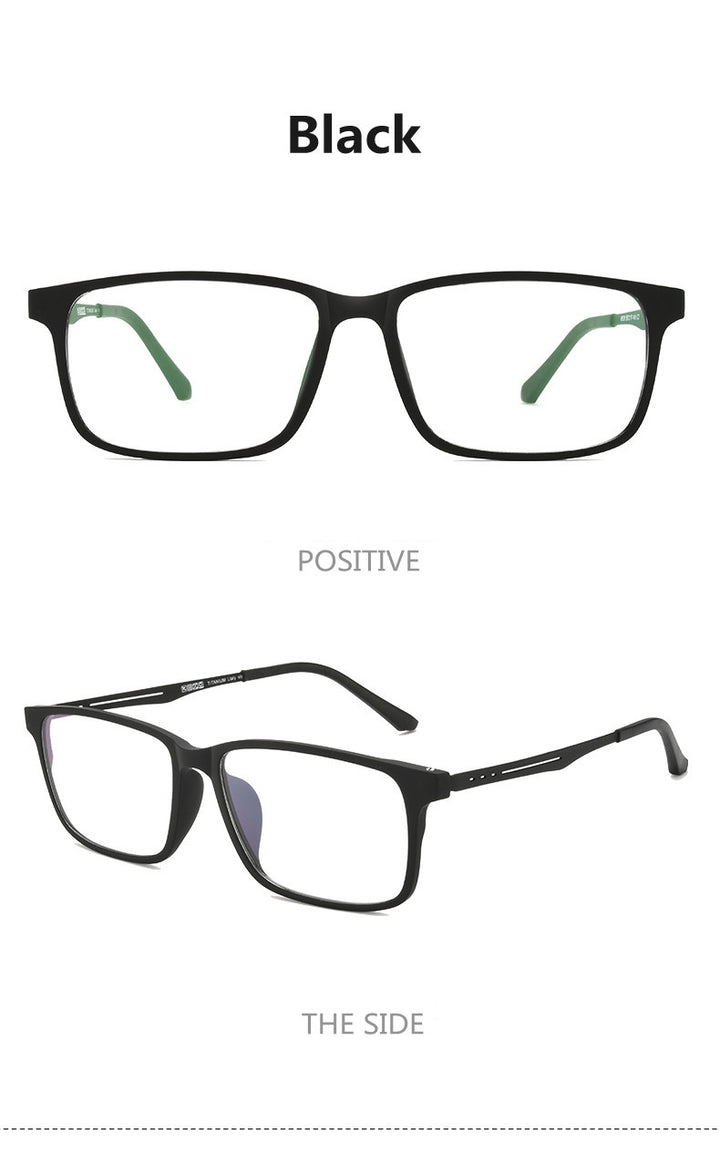 Kocolior Unisex Full Rim Square Tr 90 Titanium Hyperopic Reading Glasses F3003.
