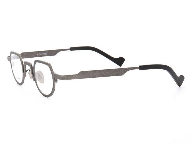 Muzz Mens Full Rim Irregular Flat Top Round Titanium Frame Eyeglasses T7020 — view 7 | Muzz at FuzWeb