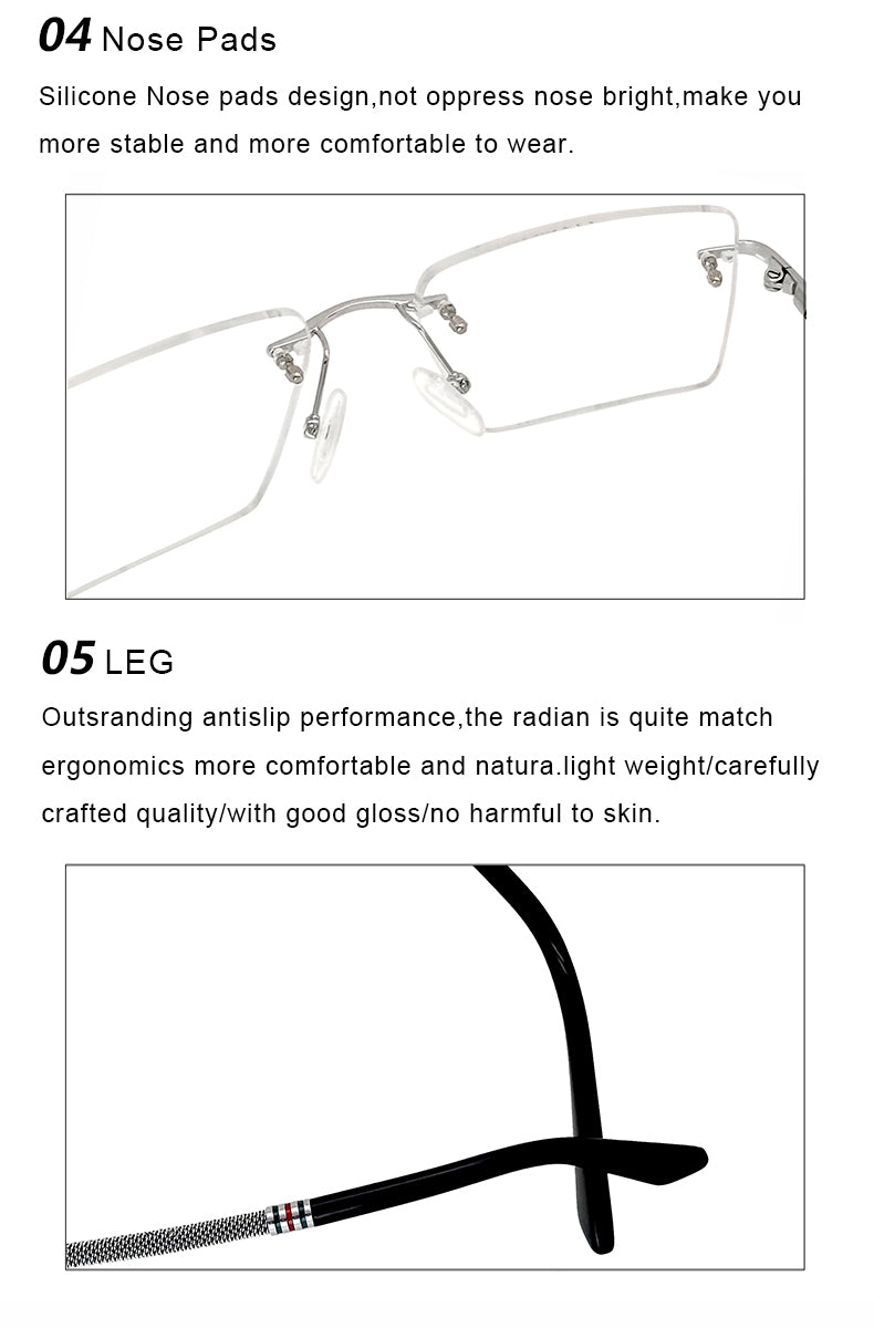 Krasivyy Unisex Rimless Square Titanium Eyeglasses 1657.