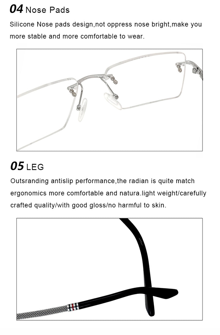 Krasivyy Unisex Rimless Square Titanium Eyeglasses 1657.