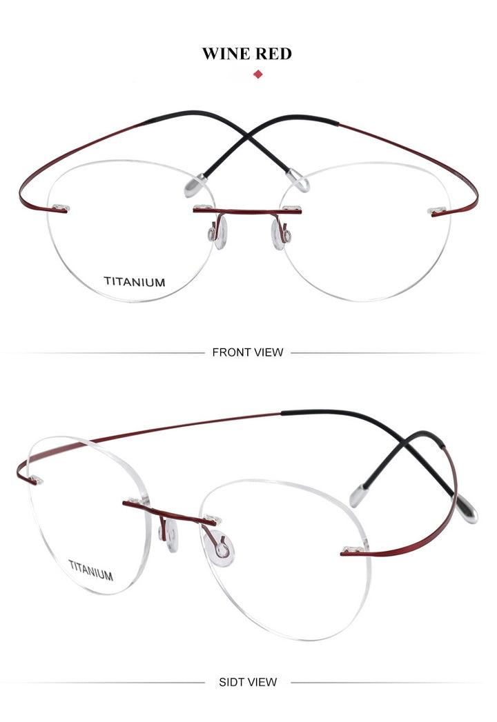 Chashma Ochki Unisex Rimless Round Titanium Eyeglasses 16017.