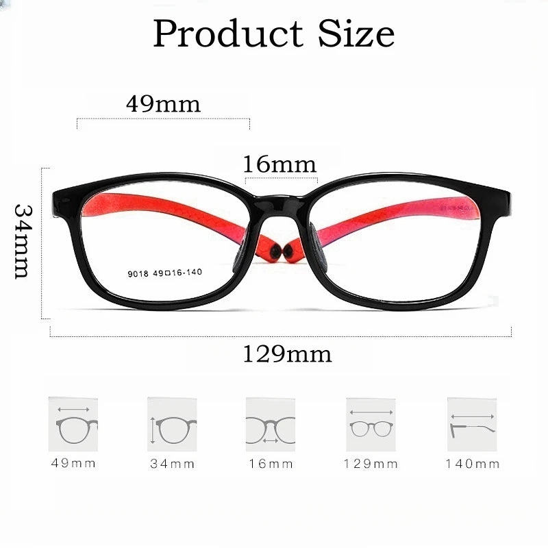 Yimaruili Unisex Childrens Full Rim Square Screwless Tr 90 Silicone Eyeglasses 9018 — view 3 | Yimaruili Eyeglasses at FuzWeb