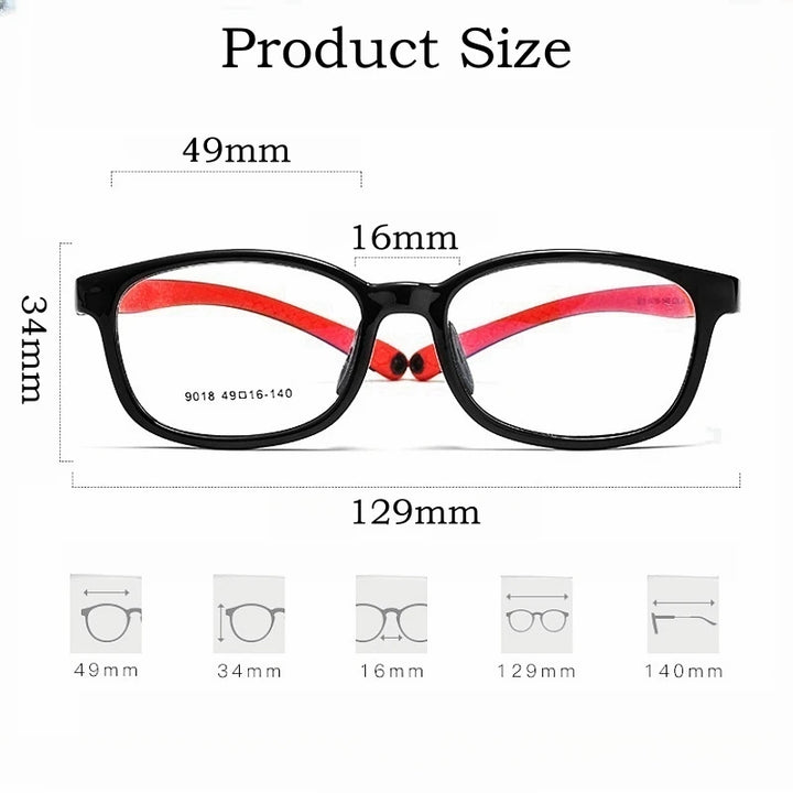 Yimaruili Unisex Childrens Full Rim Square Screwless Tr 90 Silicone Eyeglasses 9018 — view 3 | Yimaruili Eyeglasses at FuzWeb