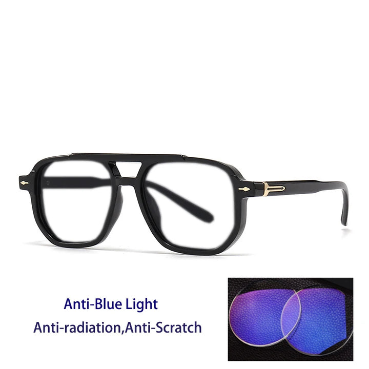 Kocolior Unisex Full Rim Square Double Bridge Tr 90 Photochromic Reading Glasses 60904.