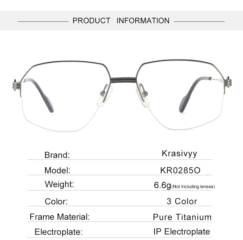 Krasivyy Unisex Semi Rim Oval Polygon Titanium Eyeglasses 420285 — view 2 | Krasivyy at FuzWeb