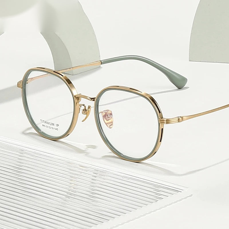 Chashma Ottica Womens Full Rim Flat Top Round Titanium Eyeglasses 64965 — view 1 | Chashma Ottica at FuzWeb