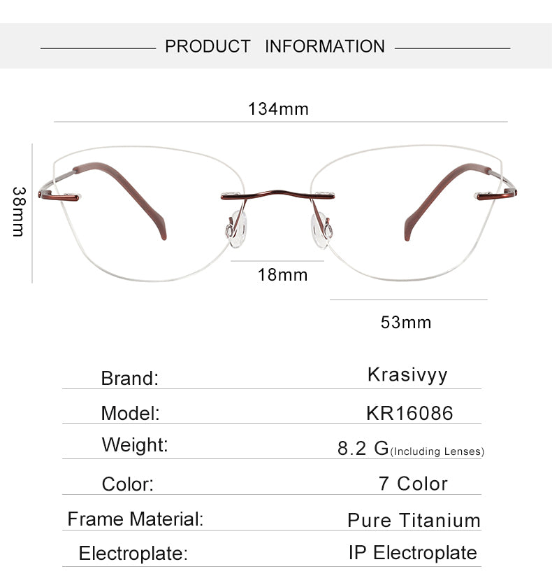 Krasivyy Womens Rimless Oval Cat Eye Titanium Eyeglasses 316086 — view 1 | Krasivyy at FuzWeb