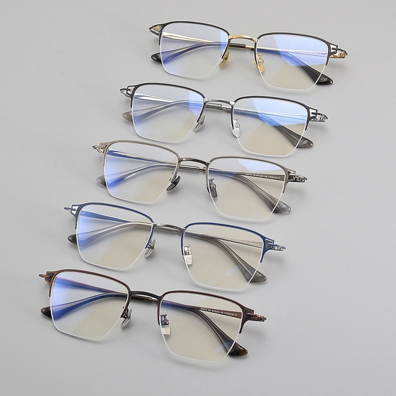 Chashma Unisex Semi Rim Big Polygon Square Titanium Eyeglasses 881485.
