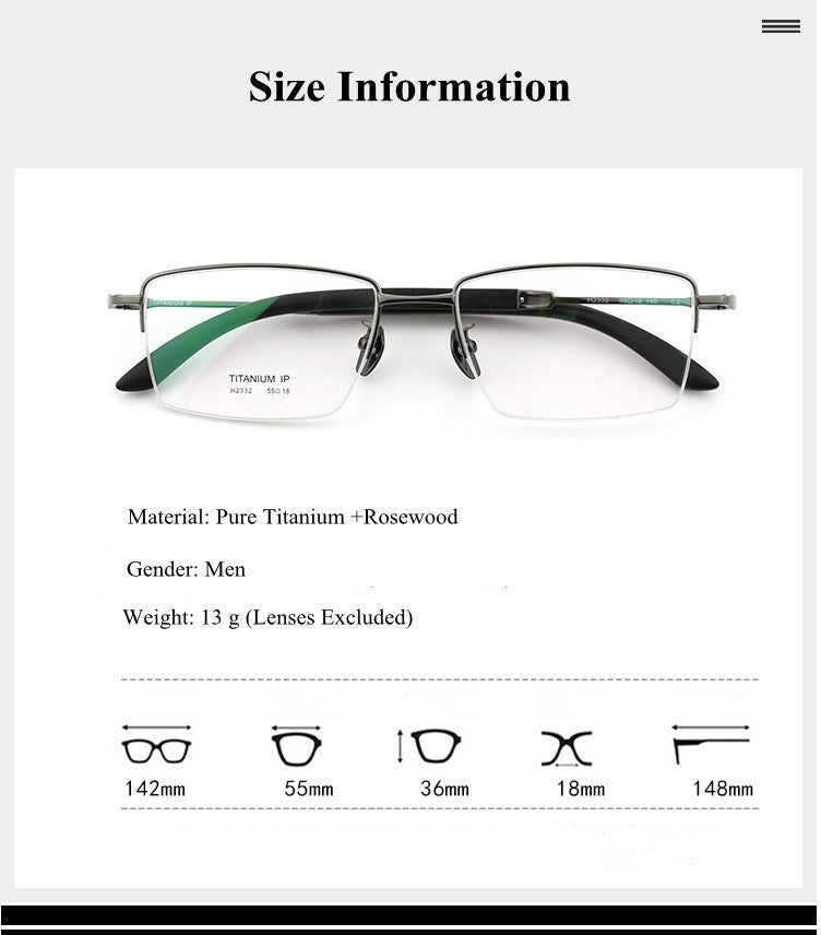 Chashma Ochki Unisex Semi Rim Square Titanium Wood Eyeglasses 312332 — view 1 | Chashma Ochki at FuzWeb