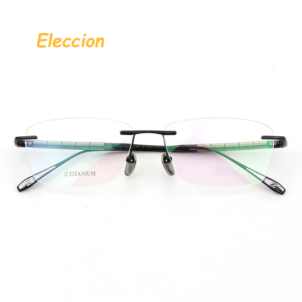 Eleccion Unisex Rimless Square Titanium Eyeglasses 27038