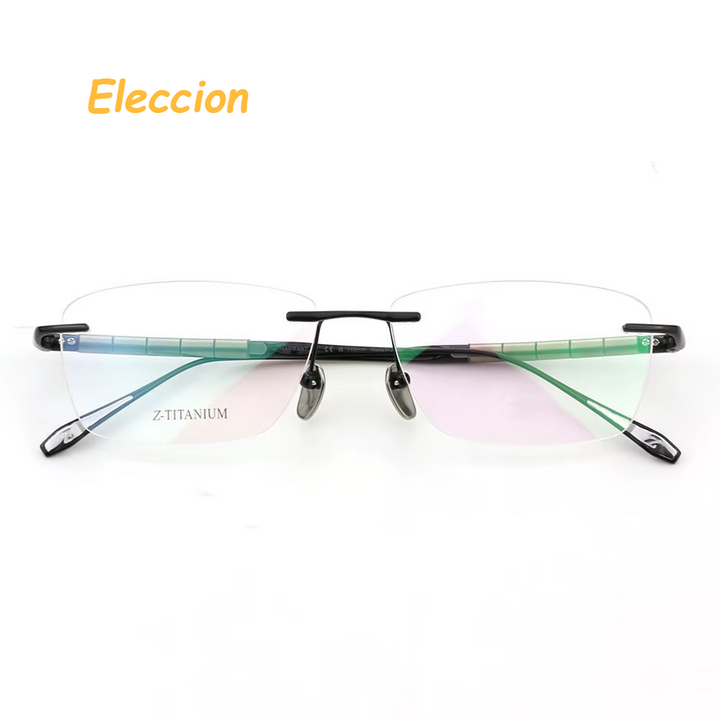 Eleccion Unisex Rimless Square Titanium Eyeglasses 27038 Rimless Eleccion