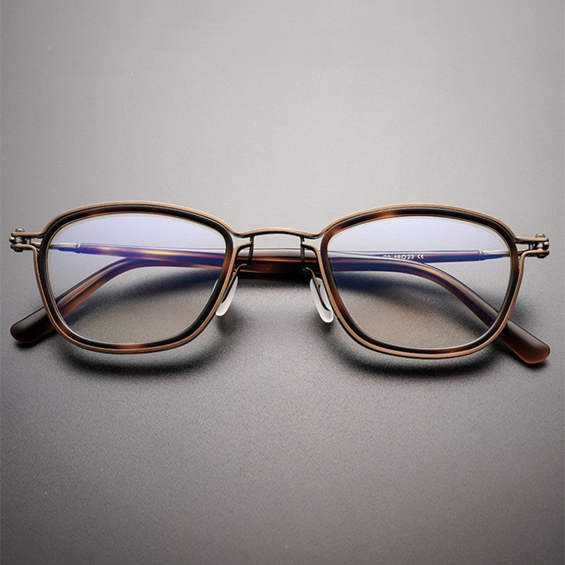 Chashma Ottica Unisex Full Rim Square Acetate Titanium Eyeglasses 795861 FuzWeb
