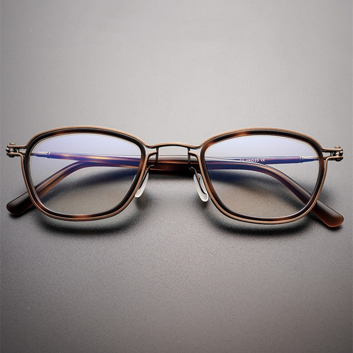 Chashma Ottica Unisex Full Rim Square Acetate Titanium Eyeglasses 795861 FuzWeb