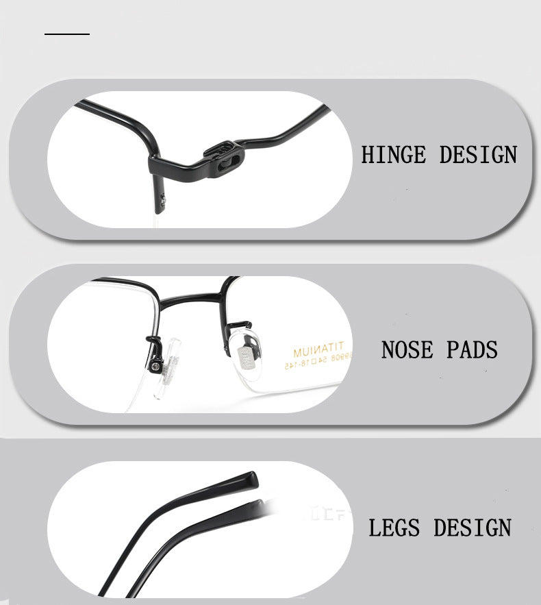 Kocolior Unisex Semi Rim Square Titanium Photochromic Reading Glasses 69908.
