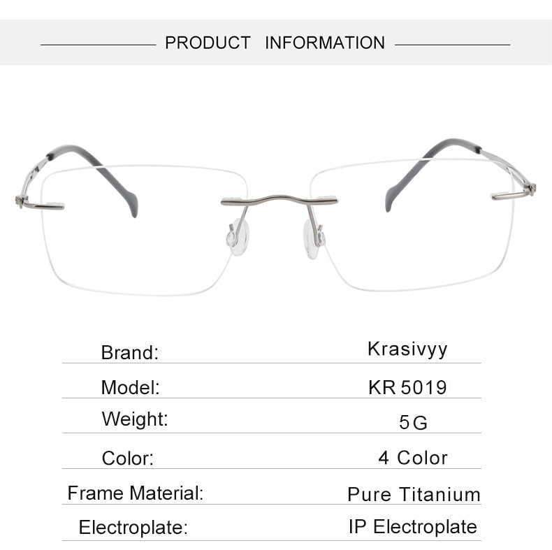 Krasivyy Womens Rimless Square Screwless Titanium Eyeglasses 315019 — view 1 | Krasivyy at FuzWeb