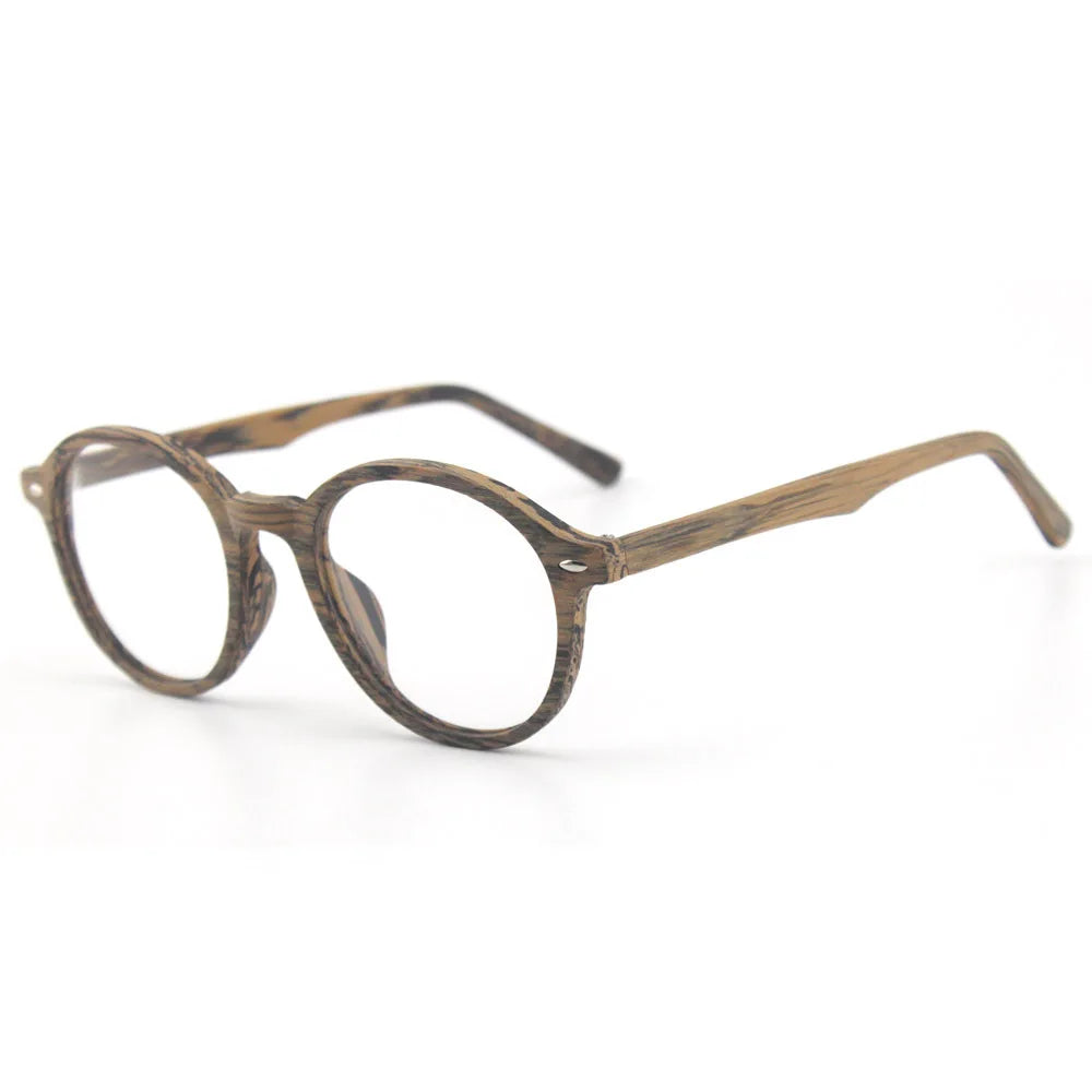Hdcrafter Unisex Full Rim Round Oval Wood Metal Frame Eyeglasses 4237 — view 6 | Hdcrafter Eyeglasses at FuzWeb