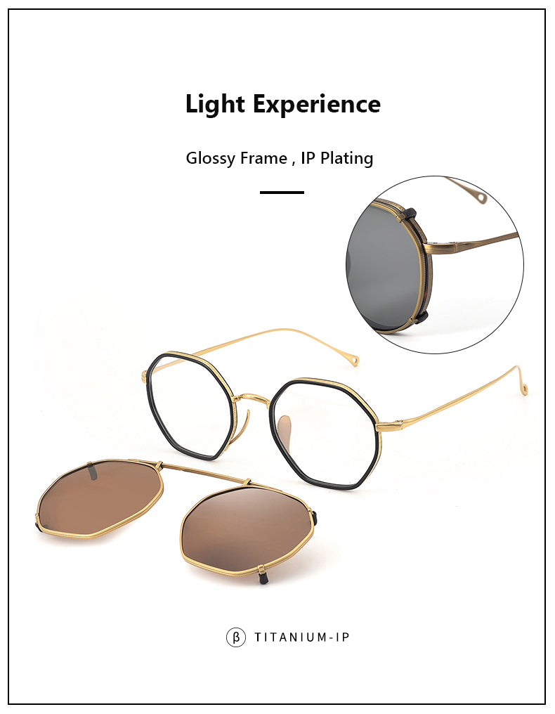 Oveliness Womens Full Rim Flat Top Round Titanium Eyeglasses Clip On Sunglasses 77310 — view 2 | Oveliness at FuzWeb