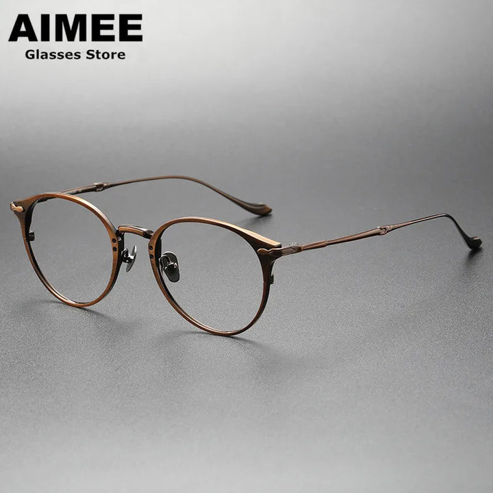 Aimee Unisex Full Rim Oval Round Titanium Eyeglasses 3112.