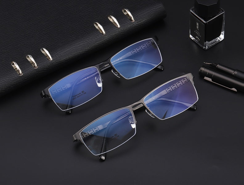 Chashma Unisex Semi Rim Big Square Titanium Eyeglasses 24023 — view 1 | Chashma at FuzWeb