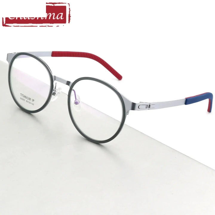 Chashma Ottica Unisex Full Rim Round Titanium Sport Eyeglasses 202205