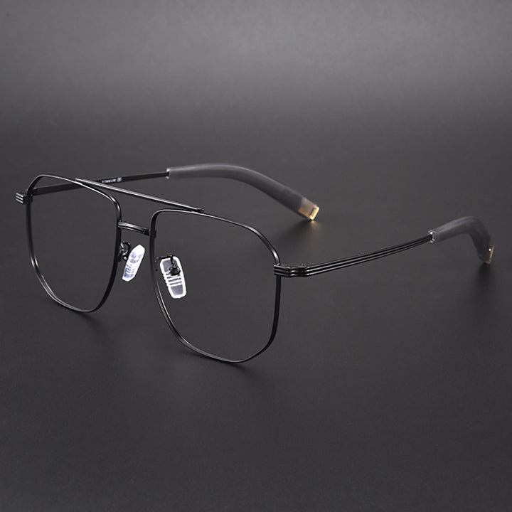 Gatenac Unisex Full Rim Square Double Bridge Titanium Photochromic Reading Glasses 760942.
