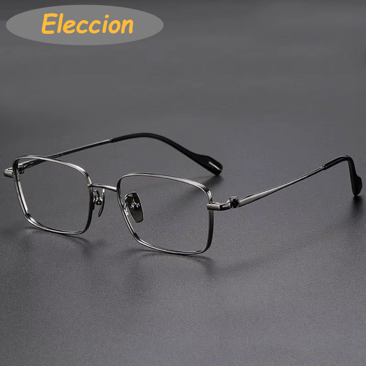 Eleccion Unisex Full Rim Square Titanium Eyeglasses 481015 Full Rim Eleccion Grey