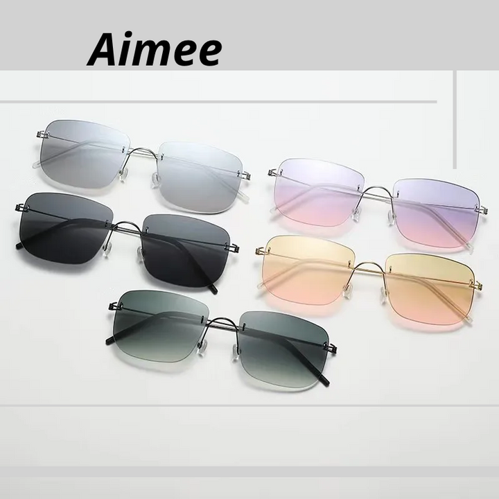 Aimee Women's Rimless Square Screwless Titanium Sunglasses 742366