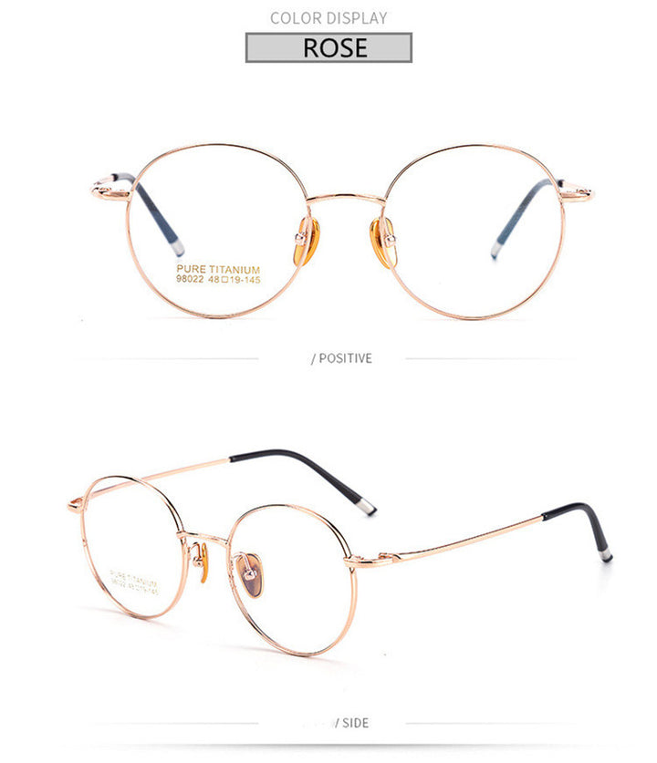 Kocolior Unisex Full Rim Small Round Titanium Eyeglasses 98022.