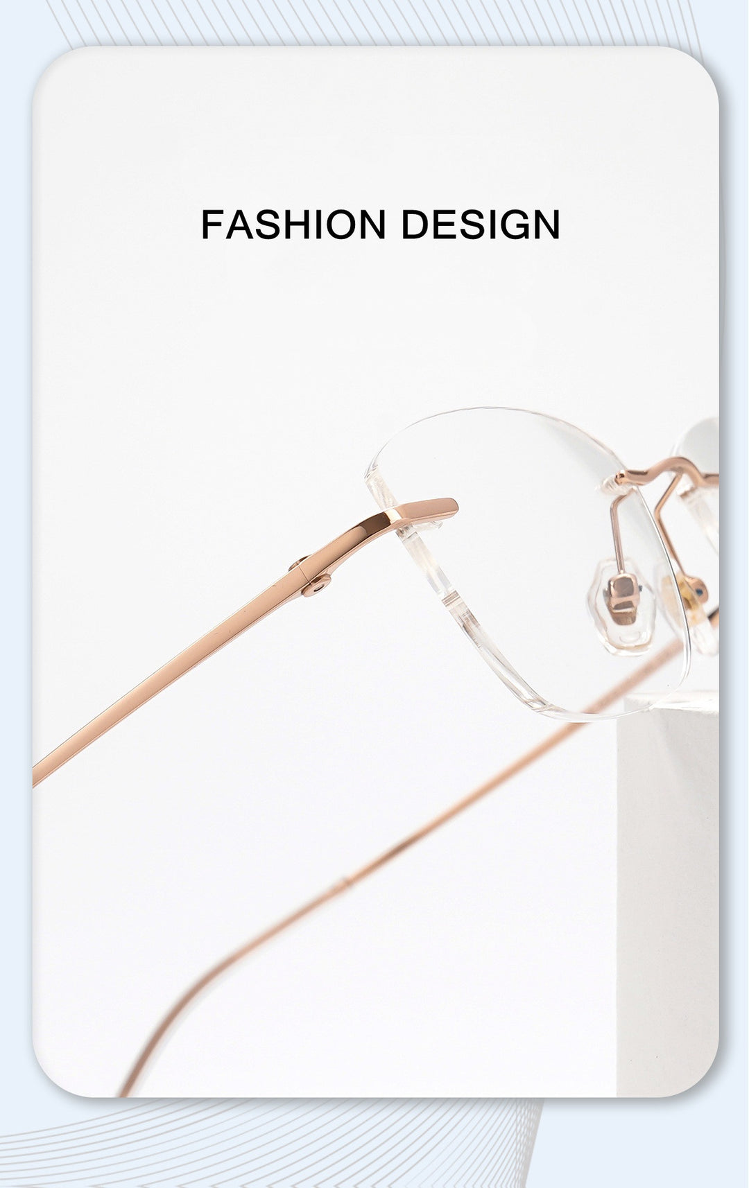 Chashma Womens Rimless Oval Cat Eye Titanium Reading Glasses 941022 — view 2 | Chashma at FuzWeb