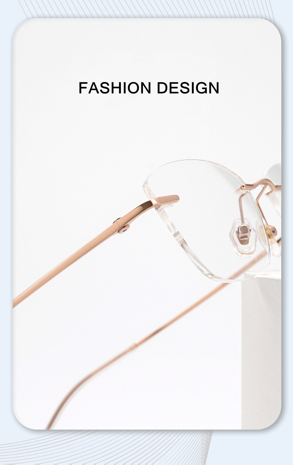 Chashma Womens Rimless Oval Cat Eye Titanium Reading Glasses 941022 — view 2 | Chashma at FuzWeb