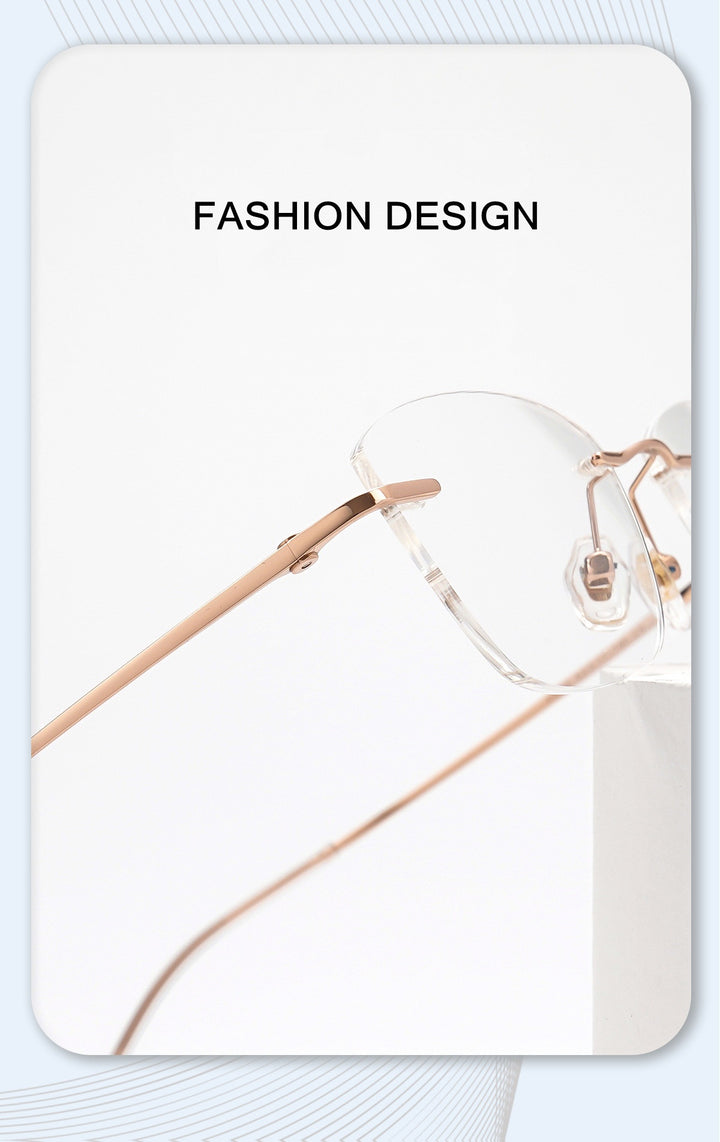 Chashma Womens Rimless Oval Cat Eye Titanium Reading Glasses 941022 — view 2 | Chashma at FuzWeb