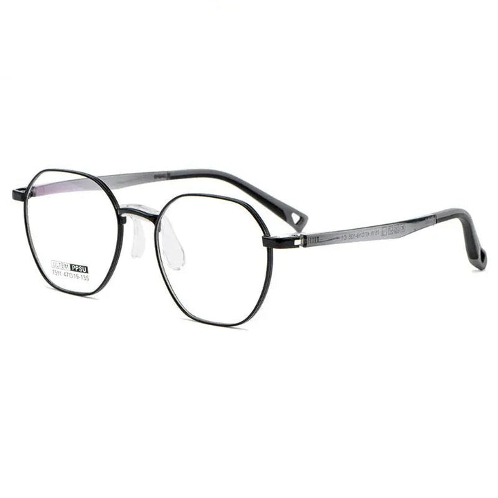 Chashma Ottica Unisex Youth Full Rim Polygon Titanium Eyeglasses 777511