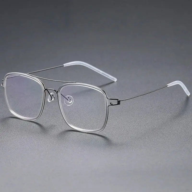 Chashma Ottica Women's Full Rim Square Double Bridge Titanium Acetate Eyeglasses 51138 - Transparent Gray