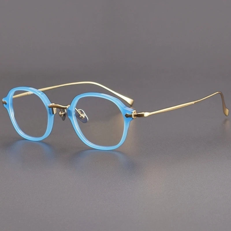 Chashma Ottica Unisex Full Rim Oval Eyeglasses 624183 - Blue Gold