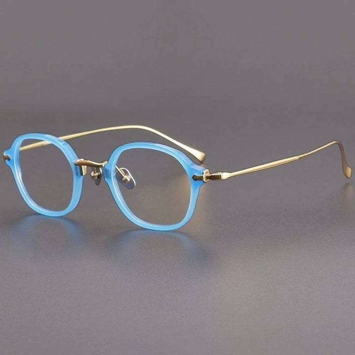 Chashma Ottica Unisex Full Rim Oval Eyeglasses 624183 - Blue Gold