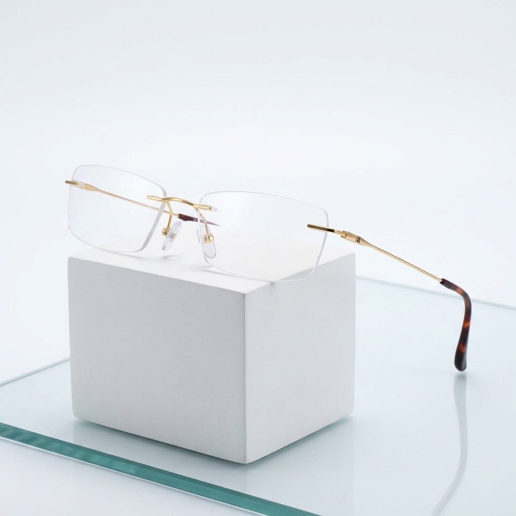 Chashma Ottica Unisex Rimless Square Titanium Eyeglasses