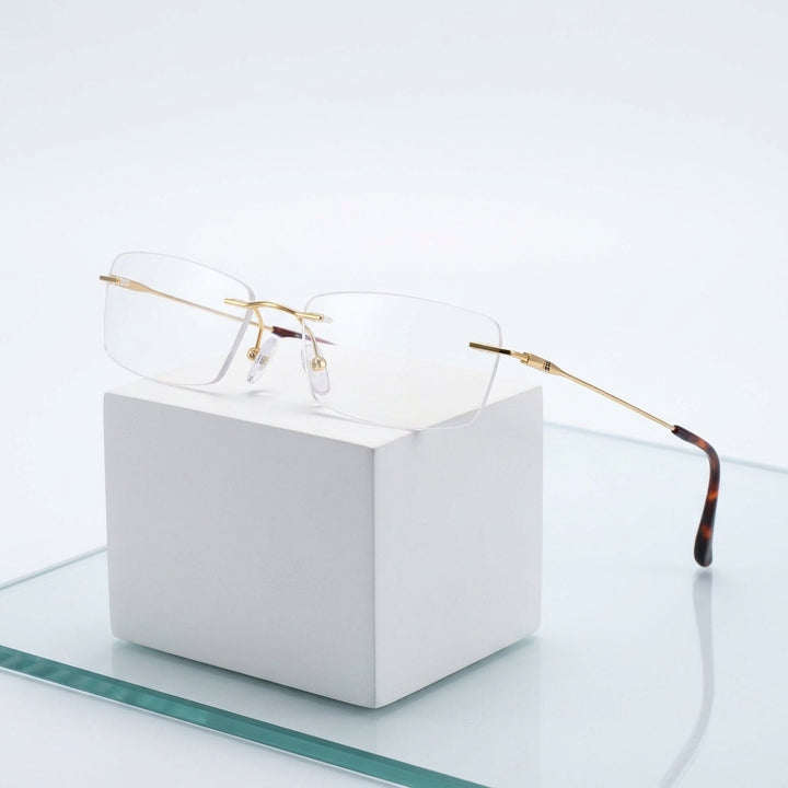 Chashma Ottica Unisex Rimless Square Titanium Eyeglasses