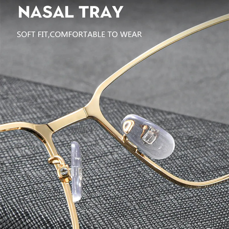 Kocolior Unisex Full Rim Square Titanium Alloy Hyperopic Reading Glasses 39206 — view 3 | Kocolior at FuzWeb