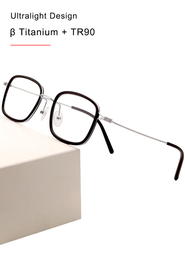 Krasivyy Unisex Full Rim Square Acetate Titanium Eyeglasses 16046 — view 2 | Krasivyy at FuzWeb