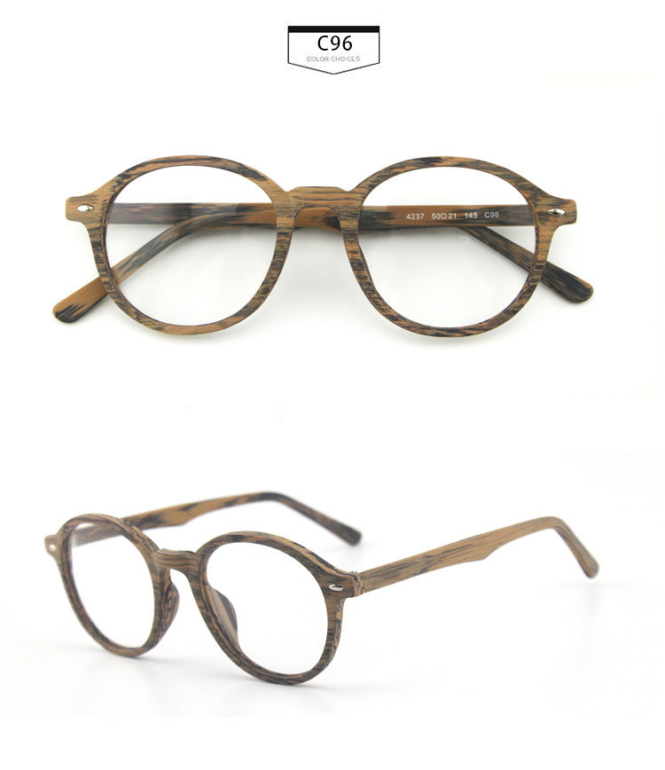 Hdcrafter Unisex Full Rim Round Oval Wood Metal Frame Eyeglasses 4237.