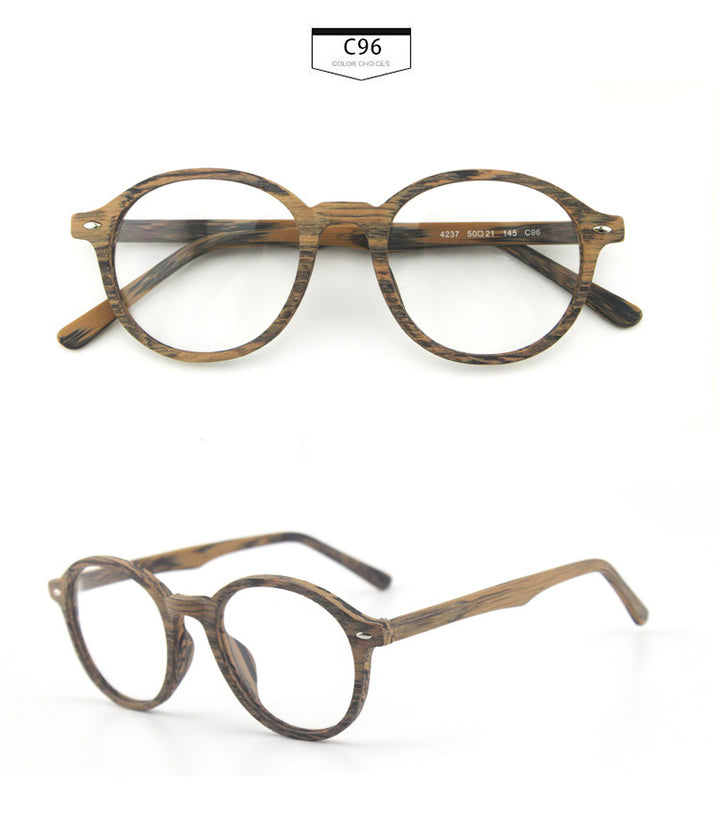 Hdcrafter Unisex Full Rim Round Oval Wood Metal Frame Eyeglasses 4237.