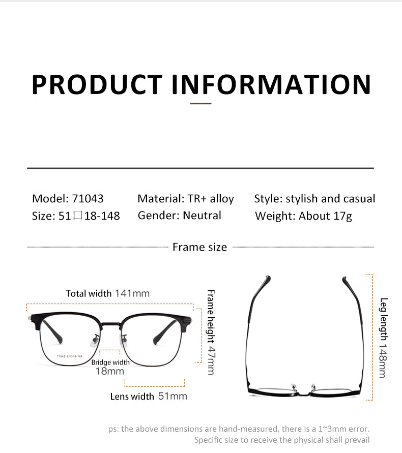 Vicky Unisex Full Rim Oval Square Tr 90 Alloy Reading Glasses 71043.