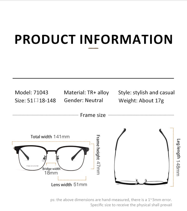 Vicky Unisex Full Rim Oval Square Tr 90 Alloy Reading Glasses 71043.