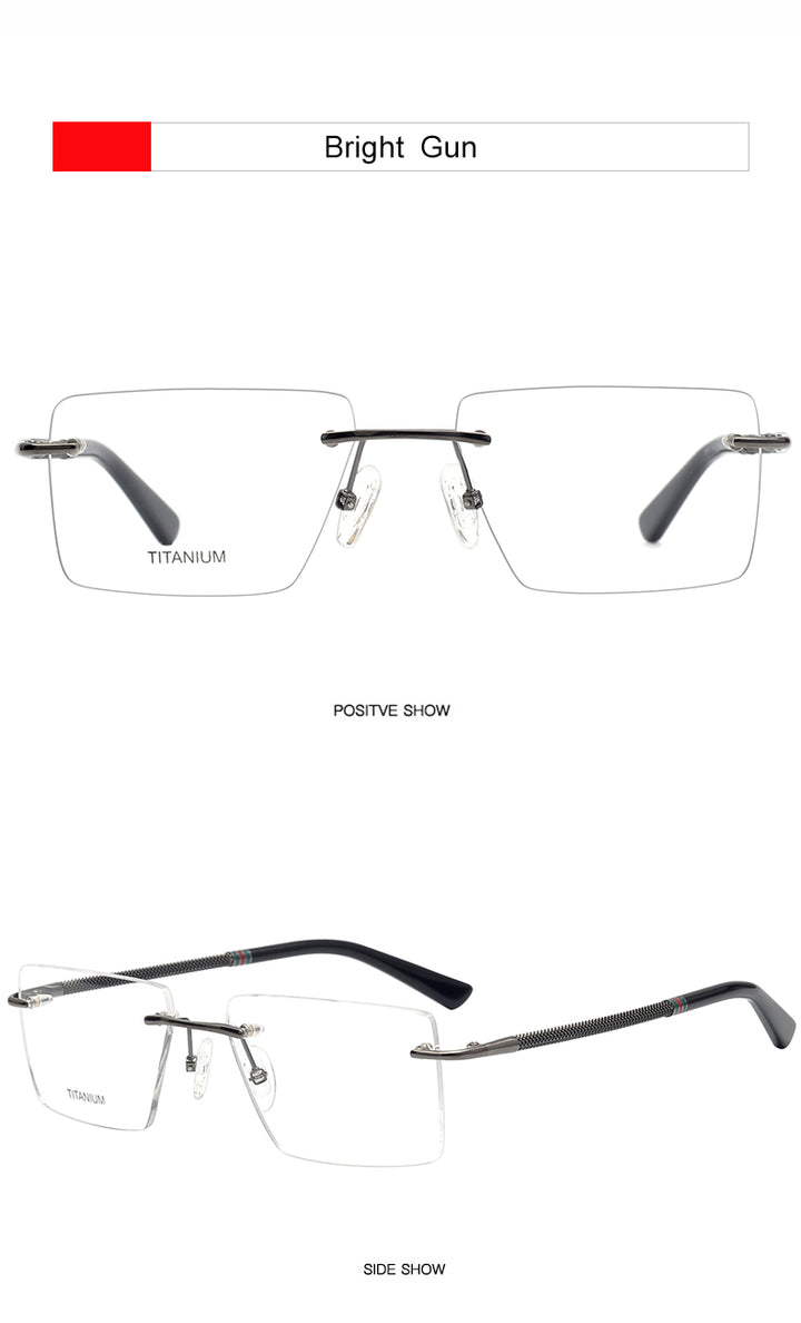 Krasivyy Unisex Rimless Square Titanium Eyeglasses 1657 — view 11 | Krasivyy at FuzWeb
