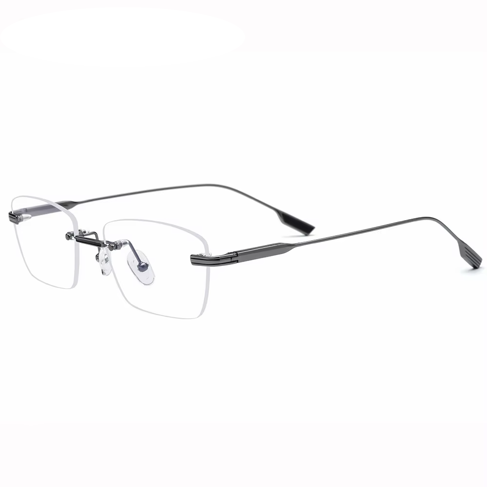 Eleccion Women's Rimless Square Titanium Eyeglasses 185643 Rimless Eleccion Gray